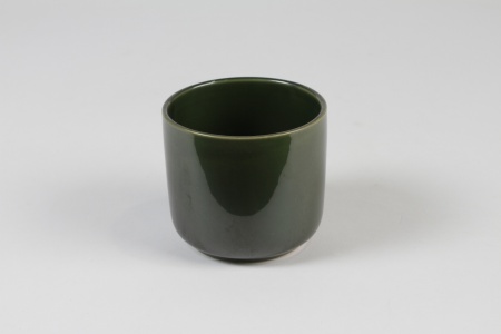 Cache-pot en céramique vert olive D10.5cm H9.5cm