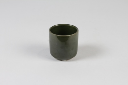 Cache-pot en céramique vert olive D7cm H7cm