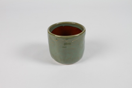 Cache-pot en céramique vert olive D8.5cm H7.5cm