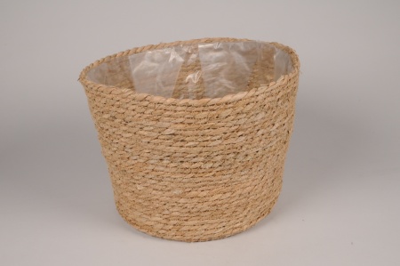 Cache-pot en jonc naturel D32cm H23cm