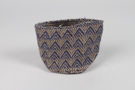 Cache-pot en jute bleu clair D11cm H11cm