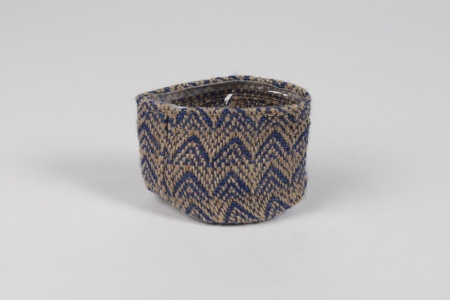 Cache-pot en jute bleu clair D8.5cm H8.5cm