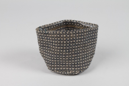 Cache-pot en jute bleu gris D11cm H11cm