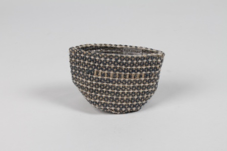 Cache-pot en jute bleu gris D8.5cm H8.5cm