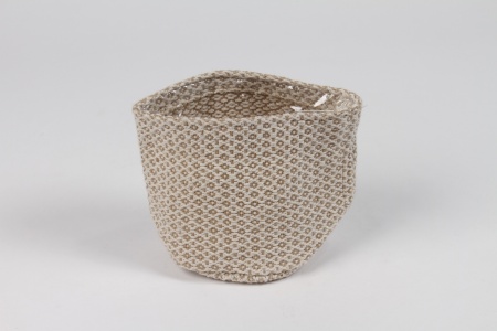 Cache-pot en jute ivoire D11cm H11cm