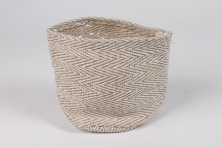 Cache-pot en jute ivoire D15cm H17cm