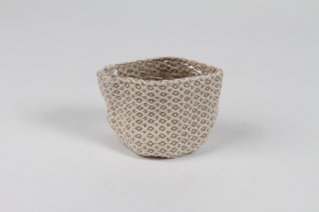 Cache-pot en jute ivoire D8.5cm H8.5cm