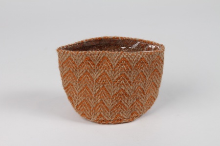 Cache-pot en jute orange D11cm H11cm