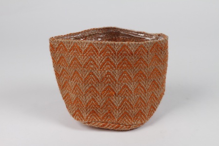 Cache-pot en jute orange D15cm H17cm