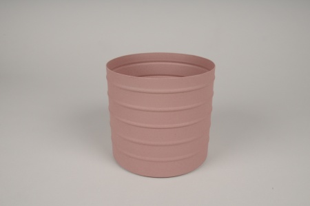 Cache-pot en métal rose D15.5cm H14.5cm