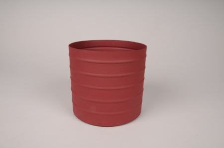 Cache-pot en métal rouge D15.5cm H14cm