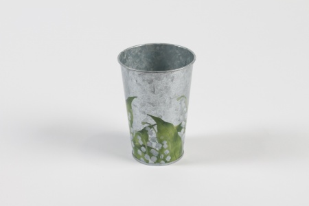 Cache-pot en zinc muguet D8cm H11cm