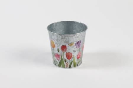 Cache-pot en zinc tulipe D9,8cm H8,5cm