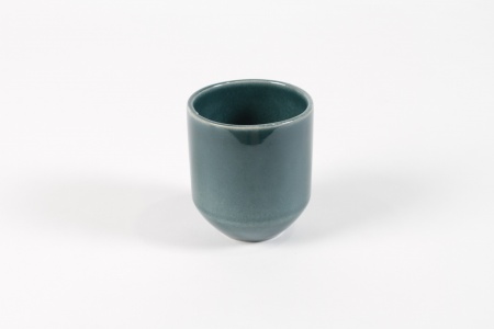 Cache-pot gobelet céramique bleu pétrole brillant D7cm H7,5cm