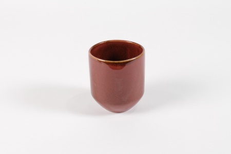 Cache-pot gobelet céramique marron brillant D7cm H7,5cm