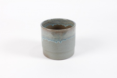 Cache-pot rond céramique bleu foncé brillant D15cm H13,5cm