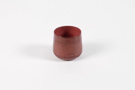 Cache-pot rond en métal rouge brique D6.5cm H6cm