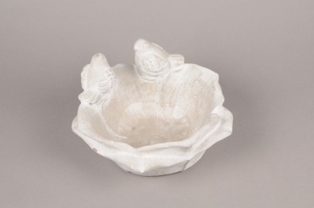 Coupe en céramique et 2 oiseaux D22.5cm H12,5cm