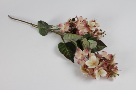 Hydrangea artificiel rose et crème H75 cm