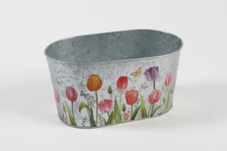 Jardinière en zinc tulipe 22,5x13,7cm H11,3cm