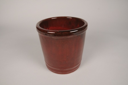 Pot en céramique émaillée bordeaux D18cm H18cm