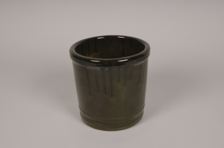 Pot en céramique émaillée vert foncé D18cm H18cm