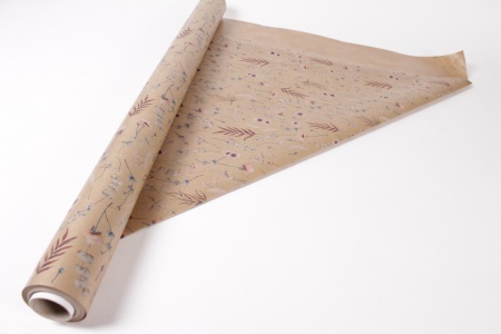 Rouleau de papier kraft motif fleur 80cmx20m