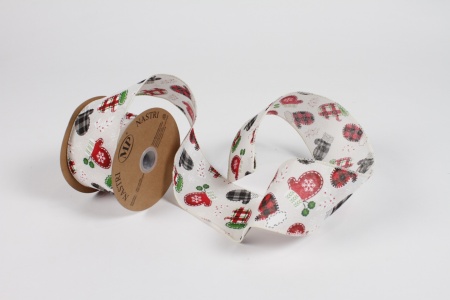 Ruban Noël motif gant 63mm x 10m