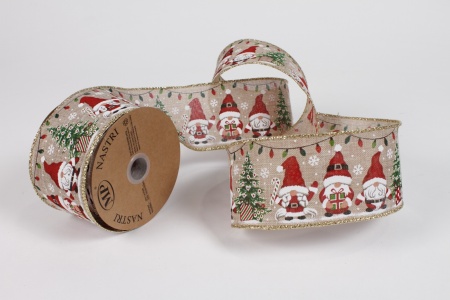 Ruban Noël motif pères Noël 63mm x 10m