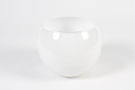 Vase boule en verre blanc D20cm H18cm