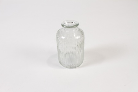 Vase bouteille en verre transparent D6cm H10cm