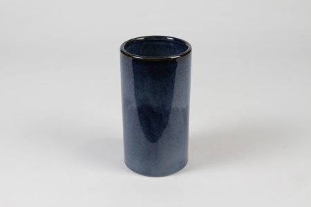 Vase en céramique bleu foncé D10cm H18cm