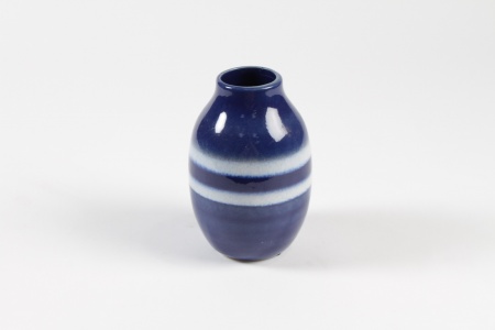 Vase en céramique émaillée bleu roi D10cm H15cm