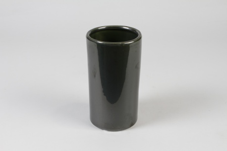 Vase en céramique vert olive D10cm H18cm