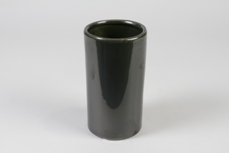 Vase en céramique vert olive D12cm H23cm