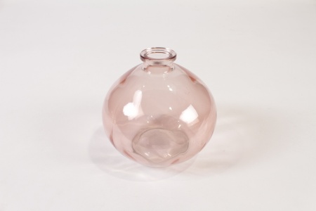 Vase en verre rose D12cm H11cm