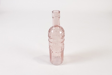 Vase en verre rose D5.5cm H20cm