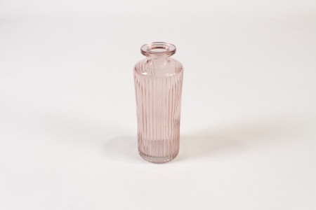 Vase en verre rose D5cm H20cm