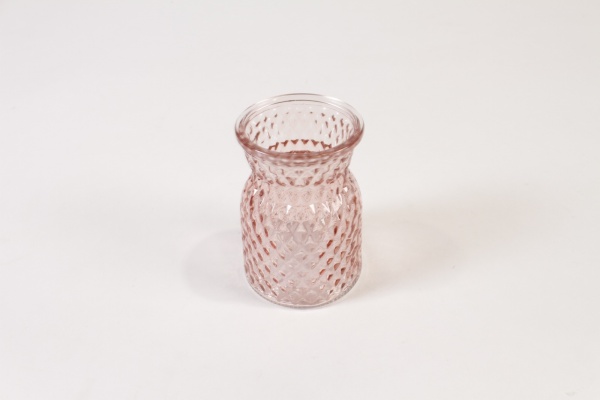 Vase en verre rose D7.5cm H10.5cm