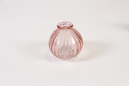 Vase en verre rose D8cm H8.5cm