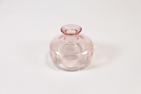 Vase en verre rose D9cm H7cm