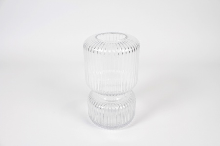 Vase en verre transparent D11.5cm H21.5cm