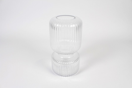 Vase en verre transparent D13.5cm H26cm