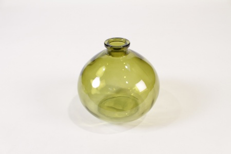 Vase en verre vert olive D12cm H11cm