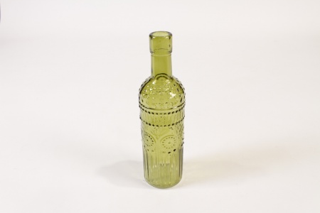 Vase en verre vert olive D5.5cm H20cm