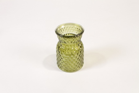 Vase en verre vert olive D7.5cm H10.5cm