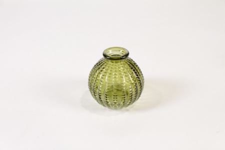 Vase en verre vert olive D8cm H8.5cm