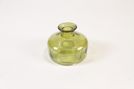 Vase en verre vert olive D9cm H7cm